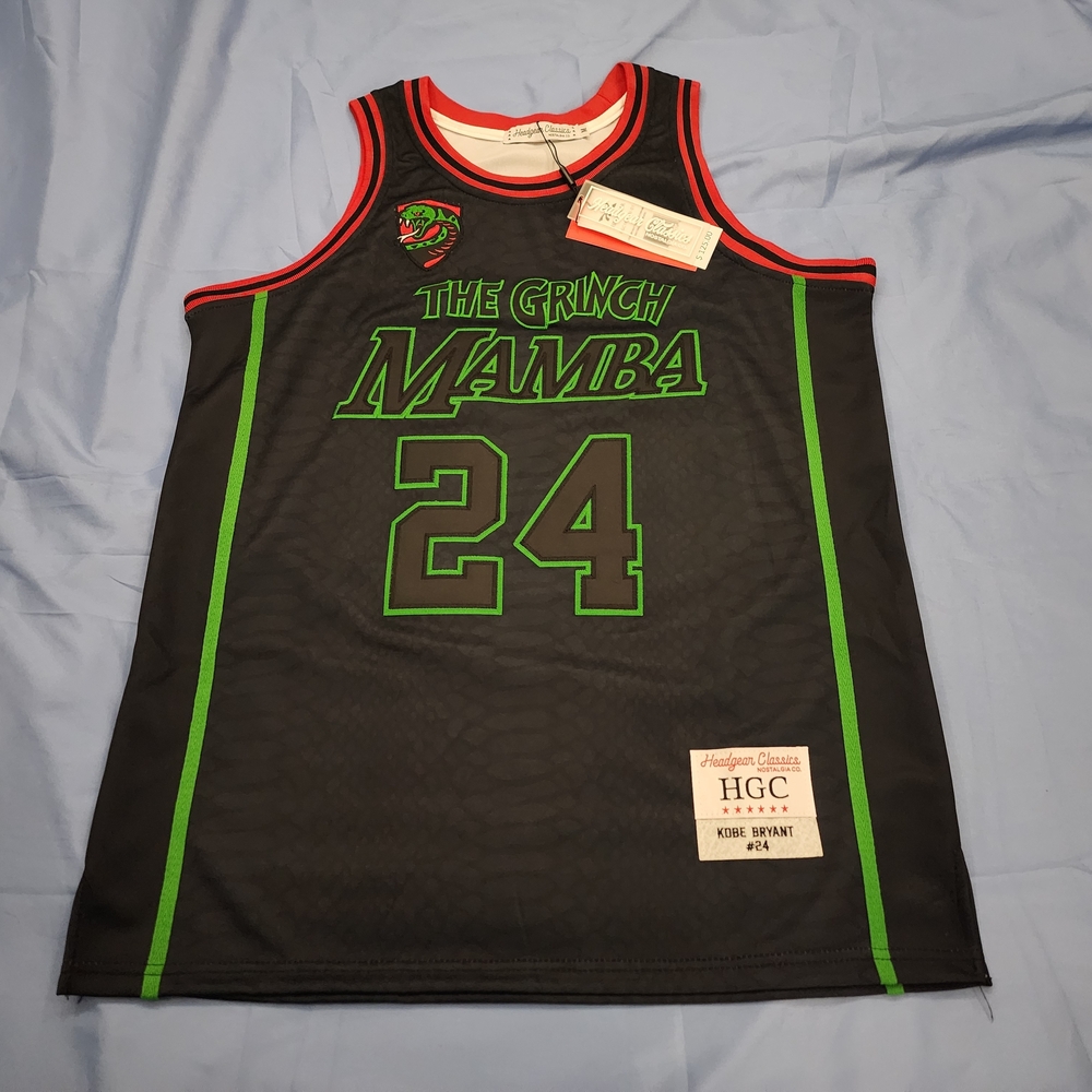THE GRINCH MAMBA KOBE BRYANT #24 BASKETBALL JERSEY BLUE/BLACK/GREEN SIZE MEDIUM